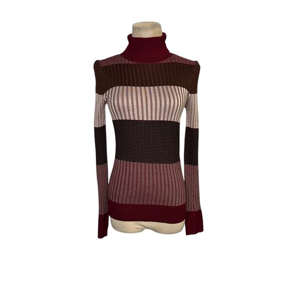 Fahion Nova burgundy cream long sleeves fitted turtle neck sweater size Small - Picture 1 of 11